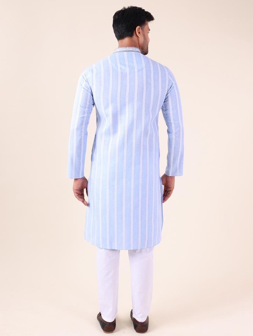 men mandarin neck kurta pyjama ethnic wear set - 22061853 - Standard Image - 4