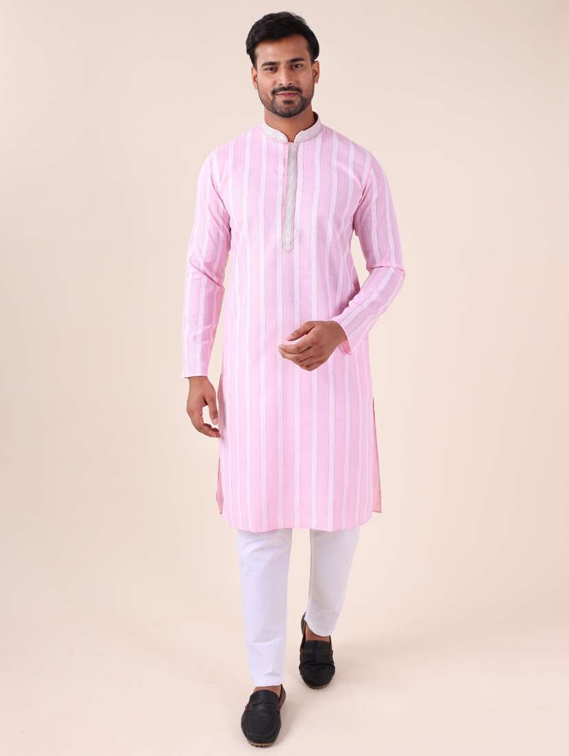 men mandarin neck kurta pyjama ethnic wear set - 22061854 - Standard Image - 1