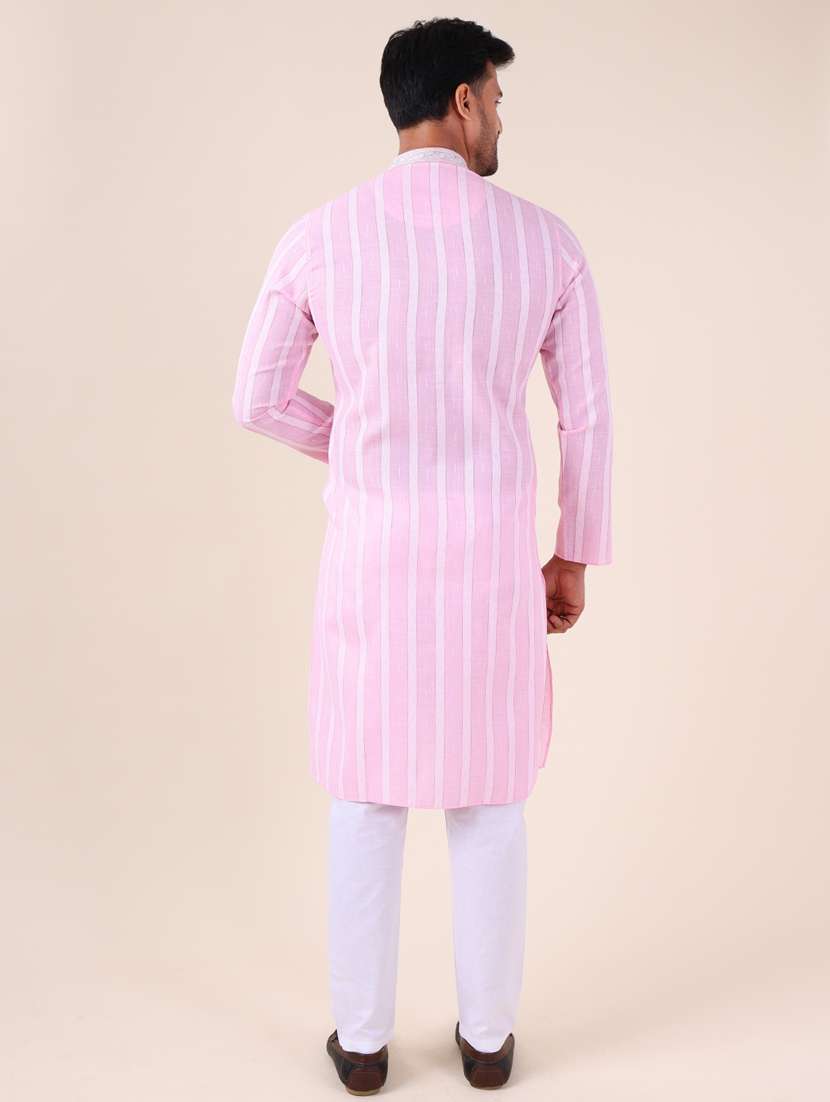 men mandarin neck kurta pyjama ethnic wear set - 22061854 - Standard Image - 4