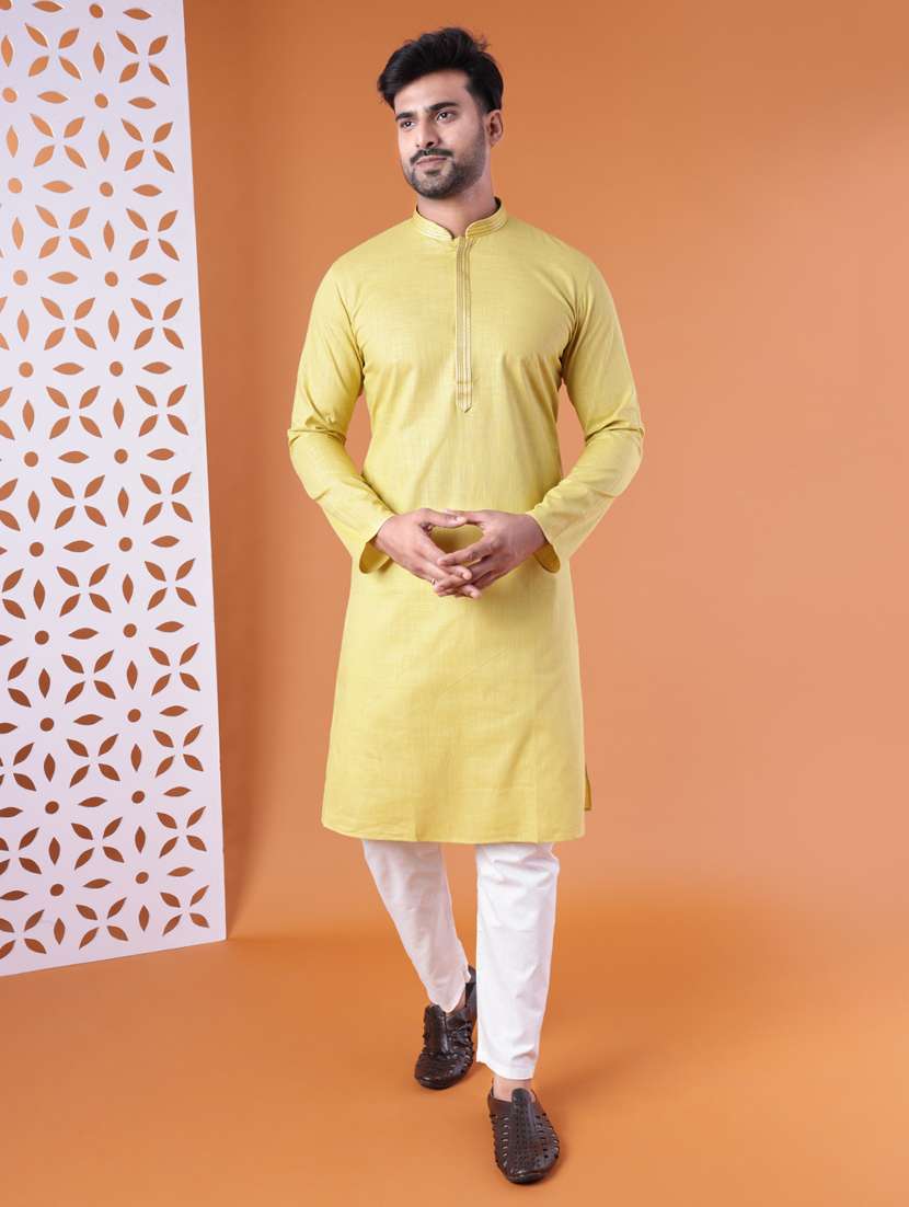 men mandarin neck kurta pyjama ethnic wear set - 22061856 - Standard Image - 1