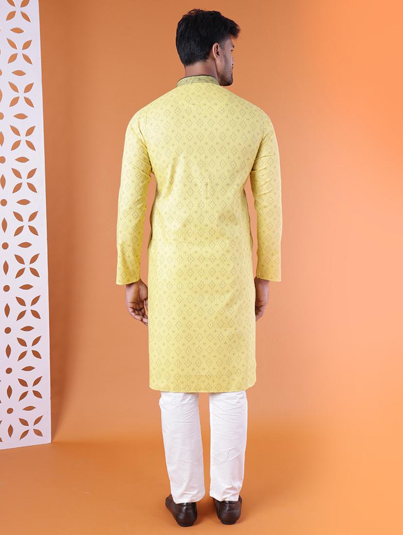 men mandarin neck kurta pyjama ethnic wear set - 22061858 - Standard Image - 4