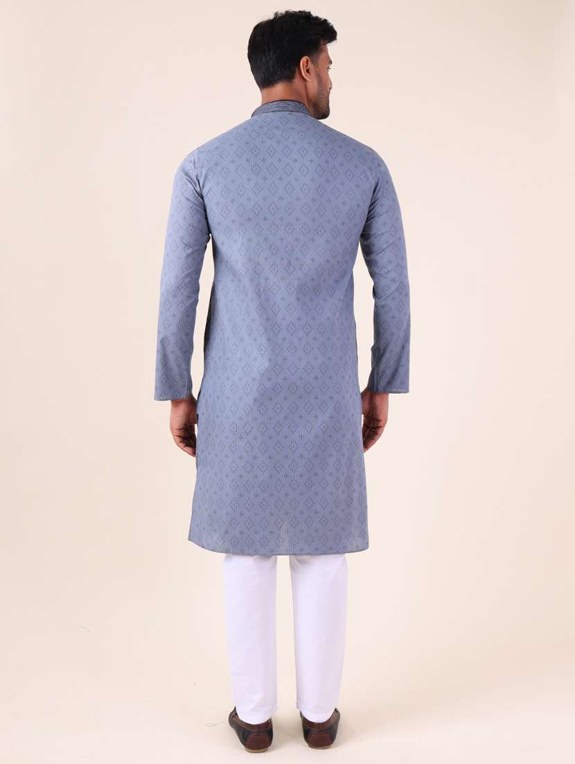 men mandarin neck kurta pyjama ethnic wear set - 22061860 - Standard Image - 4