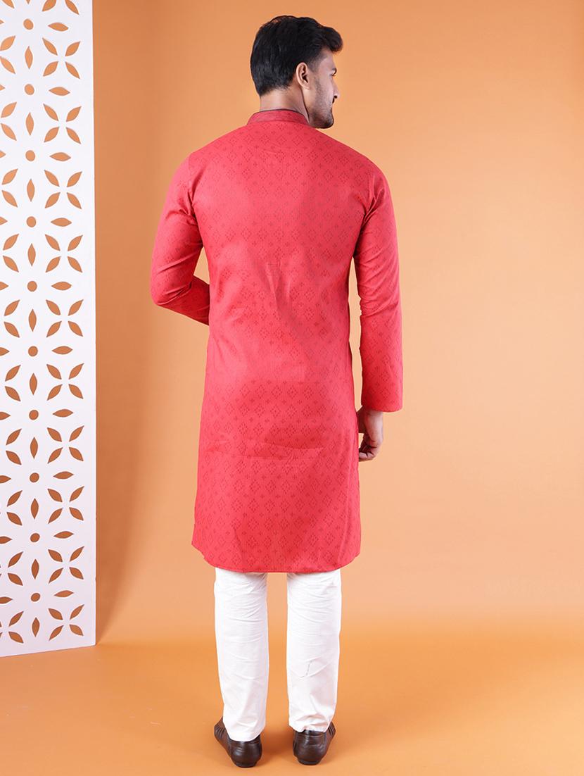 men mandarin neck kurta pyjama ethnic wear set - 22061861 - Standard Image - 4