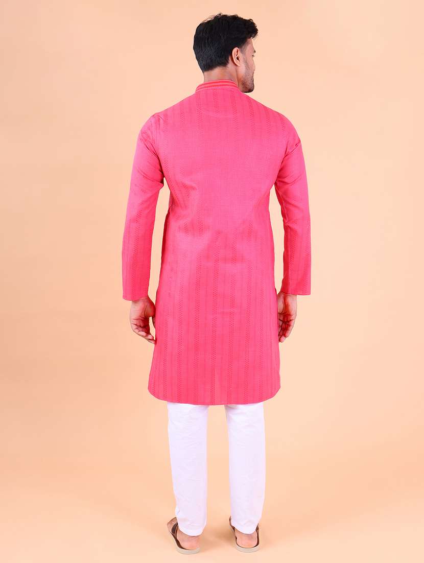 men mandarin neck kurta pyjama ethnic wear set - 22061864 - Standard Image - 4