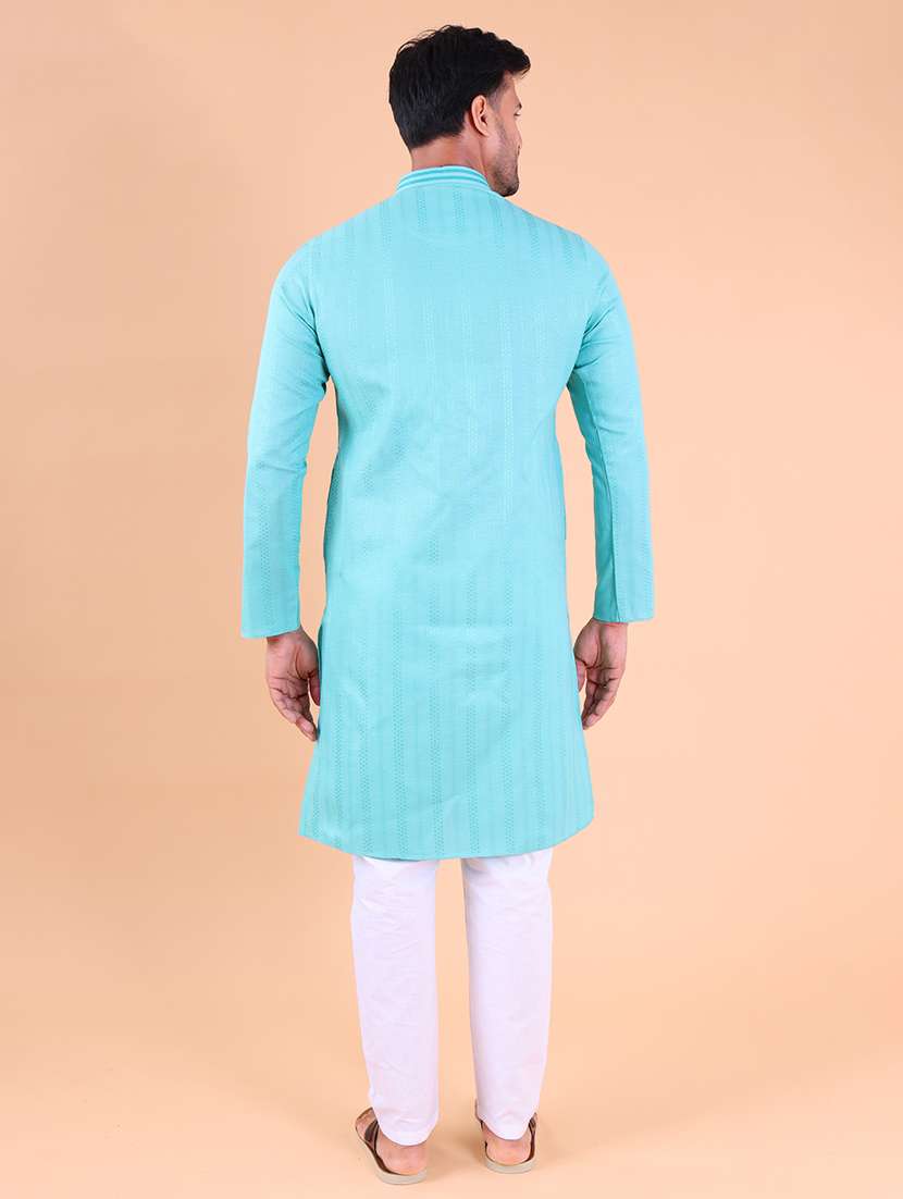 men mandarin neck kurta pyjama ethnic wear set - 22061865 - Standard Image - 4