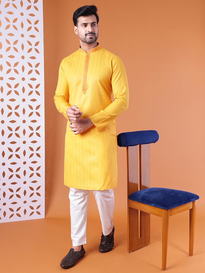 men mandarin neck kurta pyjama ethnic wear set - 22061866 -  Standard Image - 1