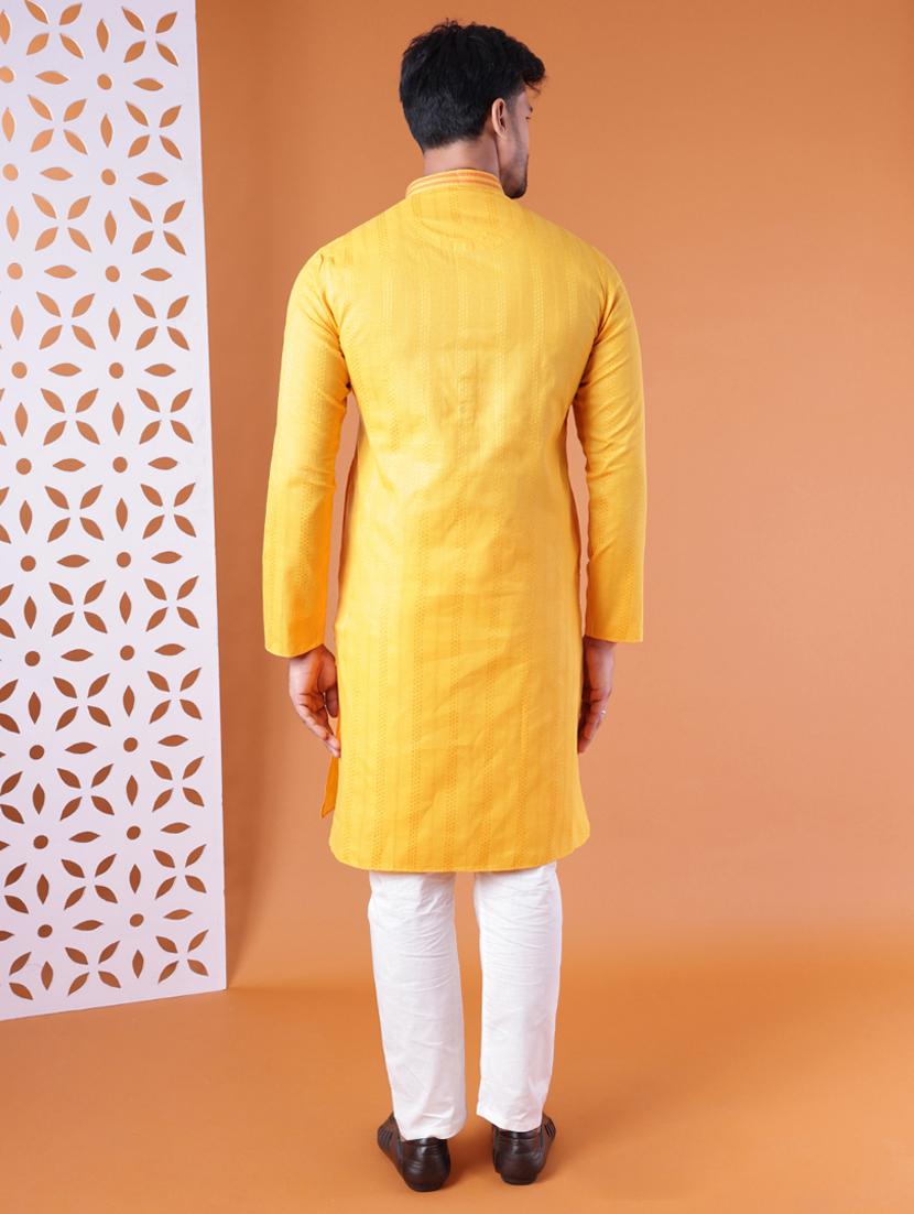 men mandarin neck kurta pyjama ethnic wear set - 22061866 - Standard Image - 4