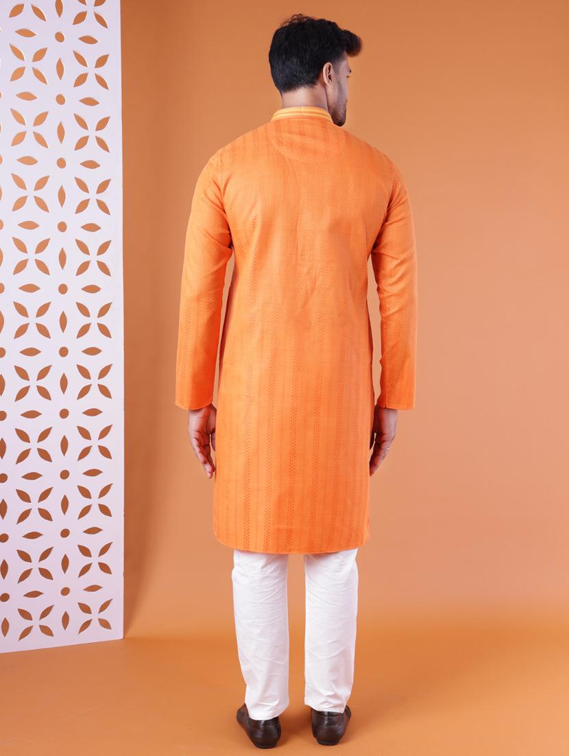 men mandarin neck kurta pyjama ethnic wear set - 22061868 - Standard Image - 4