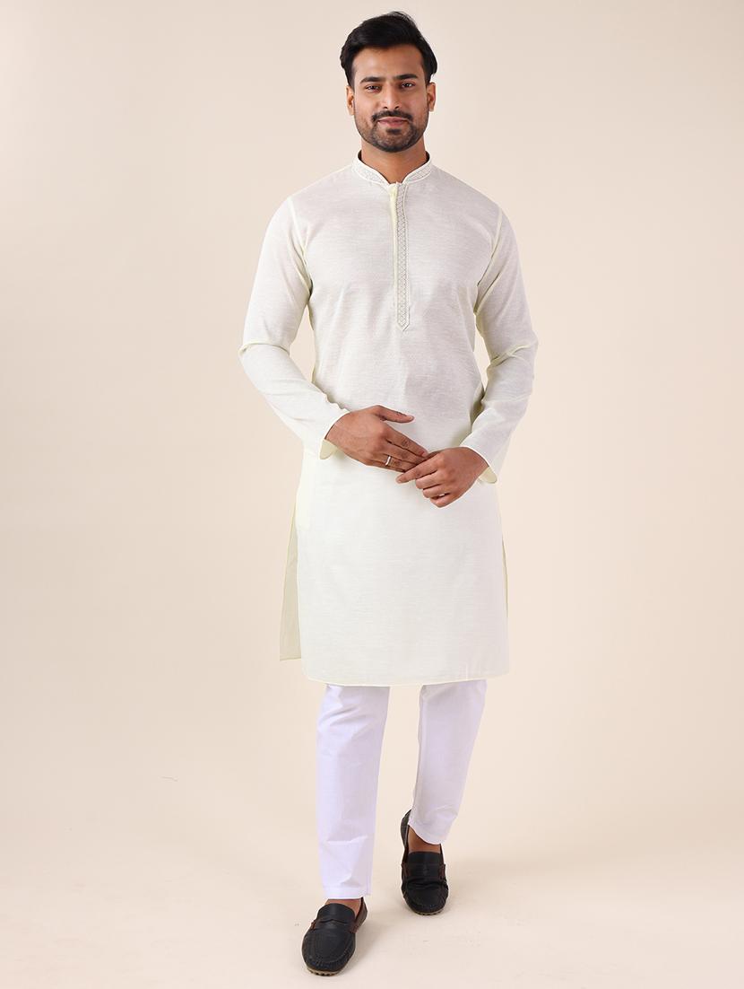 men mandarin neck kurta pyjama ethnic wear set - 22061870 - Standard Image - 1