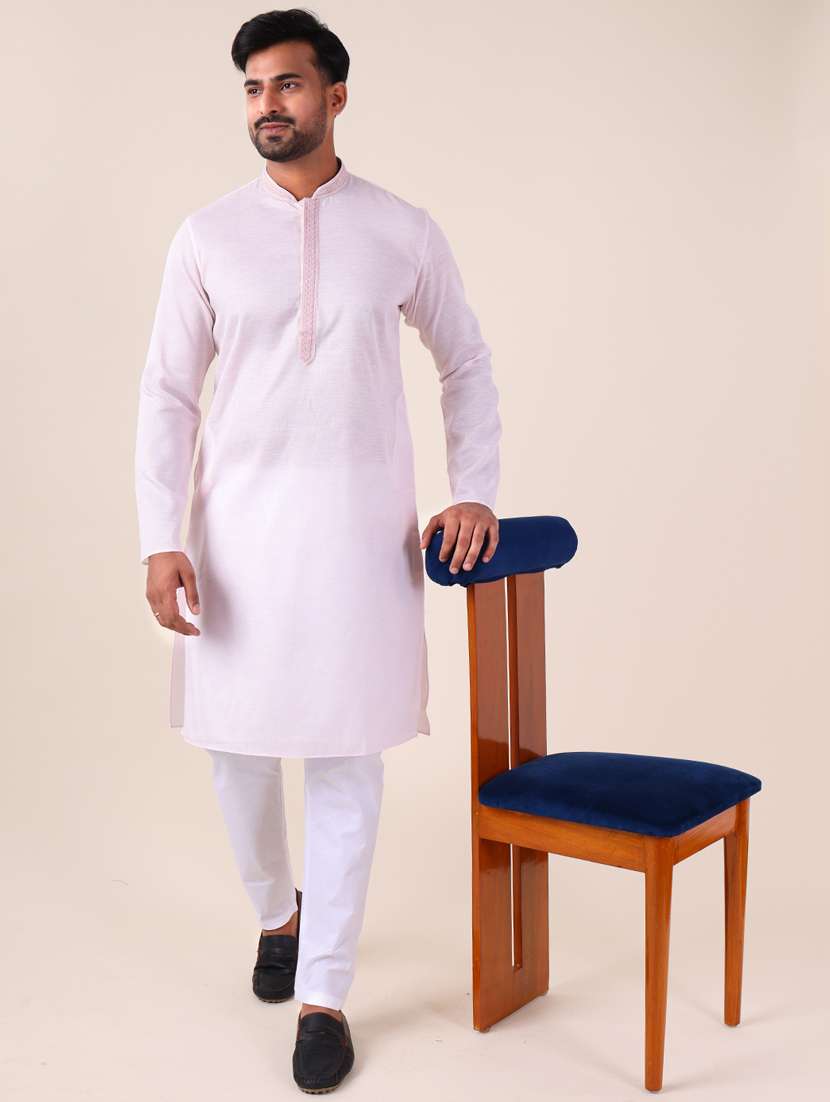 men mandarin neck kurta pyjama ethnic wear set - 22061871 - Standard Image - 1