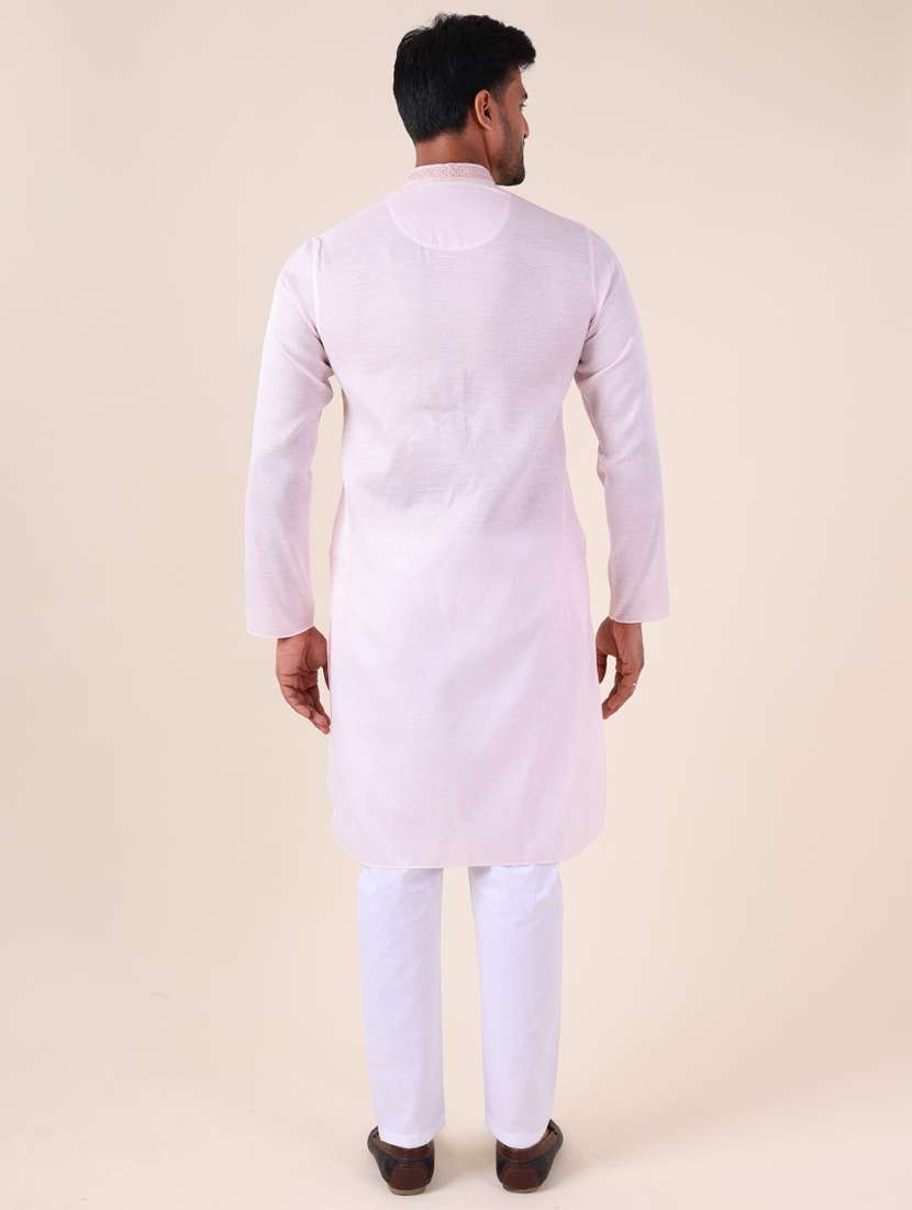 men mandarin neck kurta pyjama ethnic wear set - 22061871 - Standard Image - 4