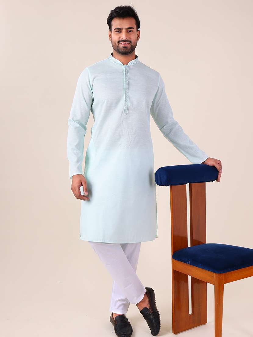 men mandarin neck kurta pyjama ethnic wear set - 22061872 -  Standard Image - 1