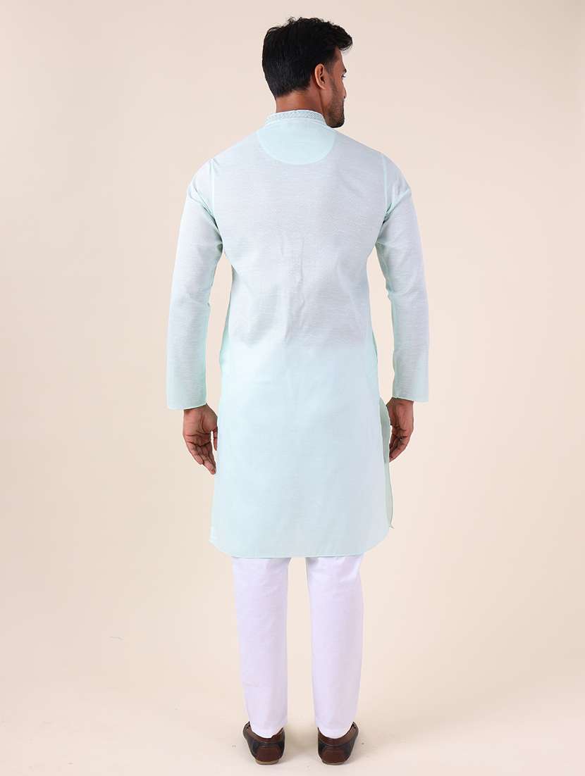 men mandarin neck kurta pyjama ethnic wear set - 22061872 - Standard Image - 4