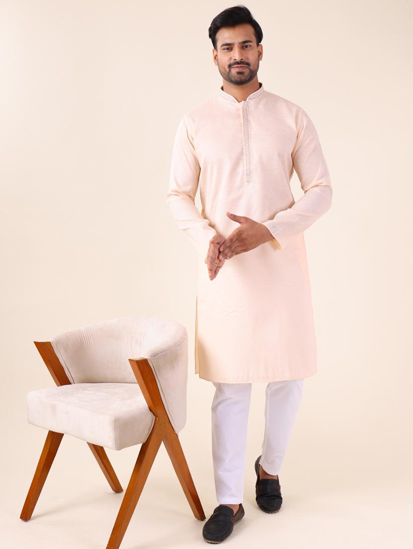 men mandarin neck kurta pyjama ethnic wear set - 22061873 -  Standard Image - 1
