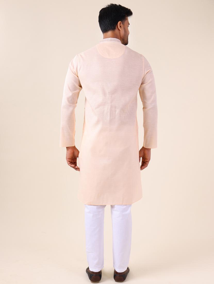 men mandarin neck kurta pyjama ethnic wear set - 22061873 - Standard Image - 4