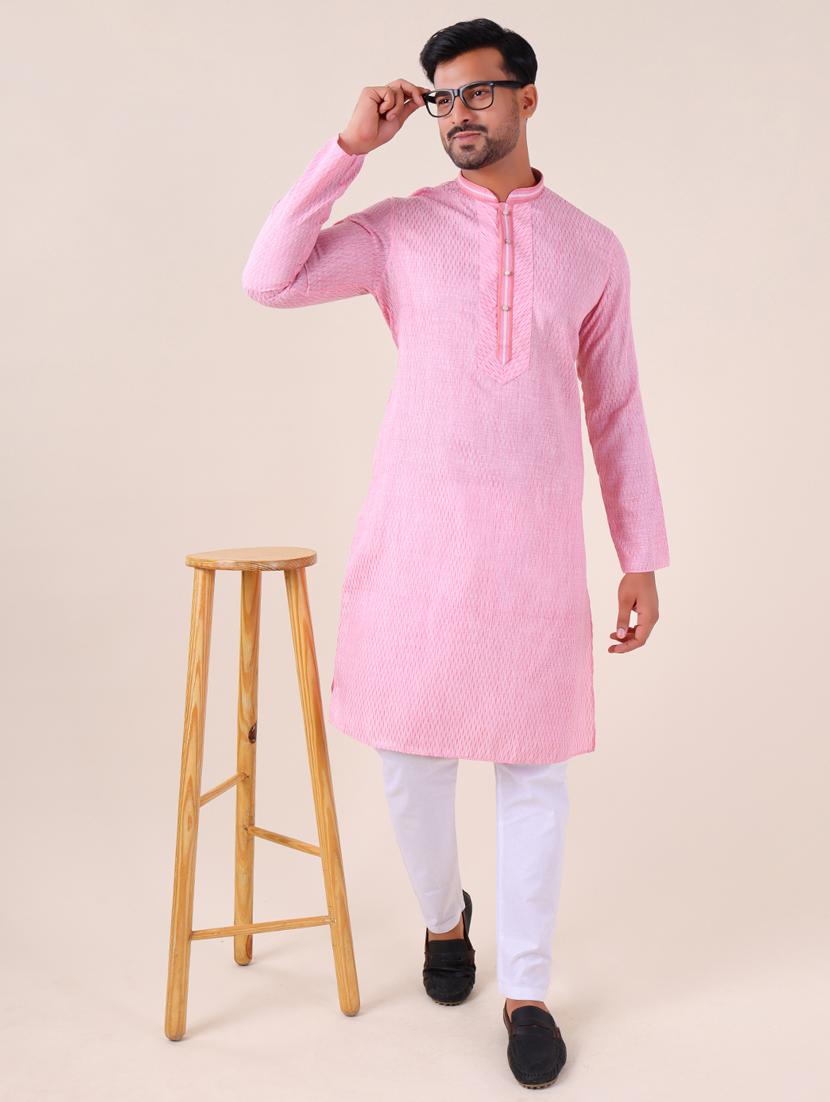men mandarin neck kurta pyjama ethnic wear set - 22061874 -  Standard Image - 1