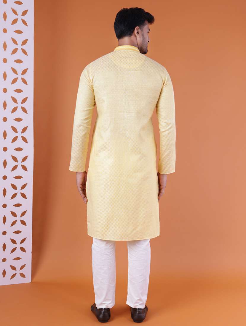 men mandarin neck kurta pyjama ethnic wear set - 22061877 - Standard Image - 4