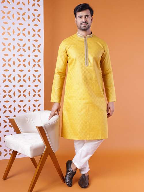 men mandarin neck kurta pyjama ethnic wear set - 22061880 - Standard Image - 0