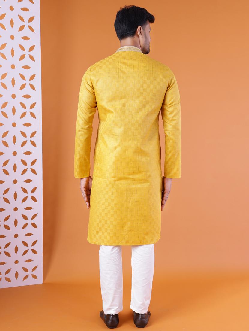 men mandarin neck kurta pyjama ethnic wear set - 22061880 - Standard Image - 4