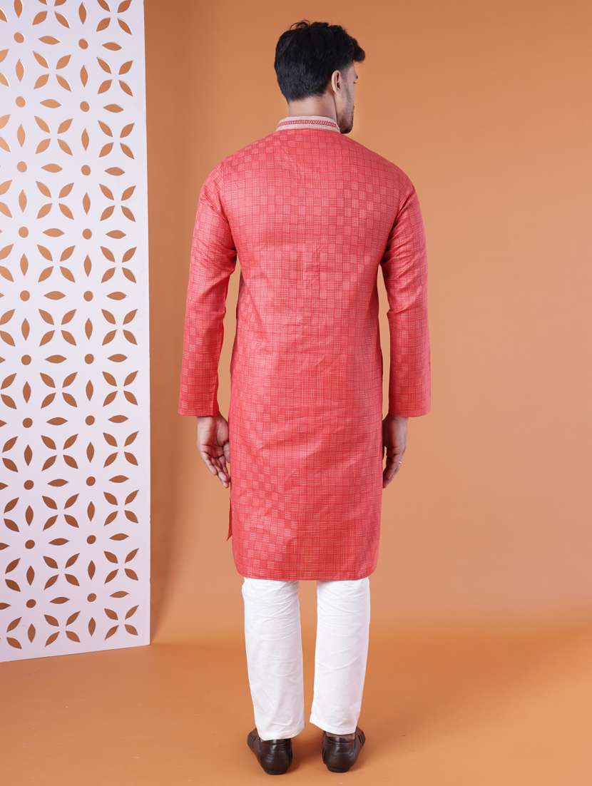 men mandarin neck kurta pyjama ethnic wear set - 22061881 -  Standard Image - 4