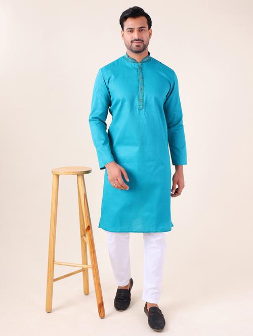 men mandarin neck kurta pyjama ethnic wear set - 22061882 - Standard Image - 0