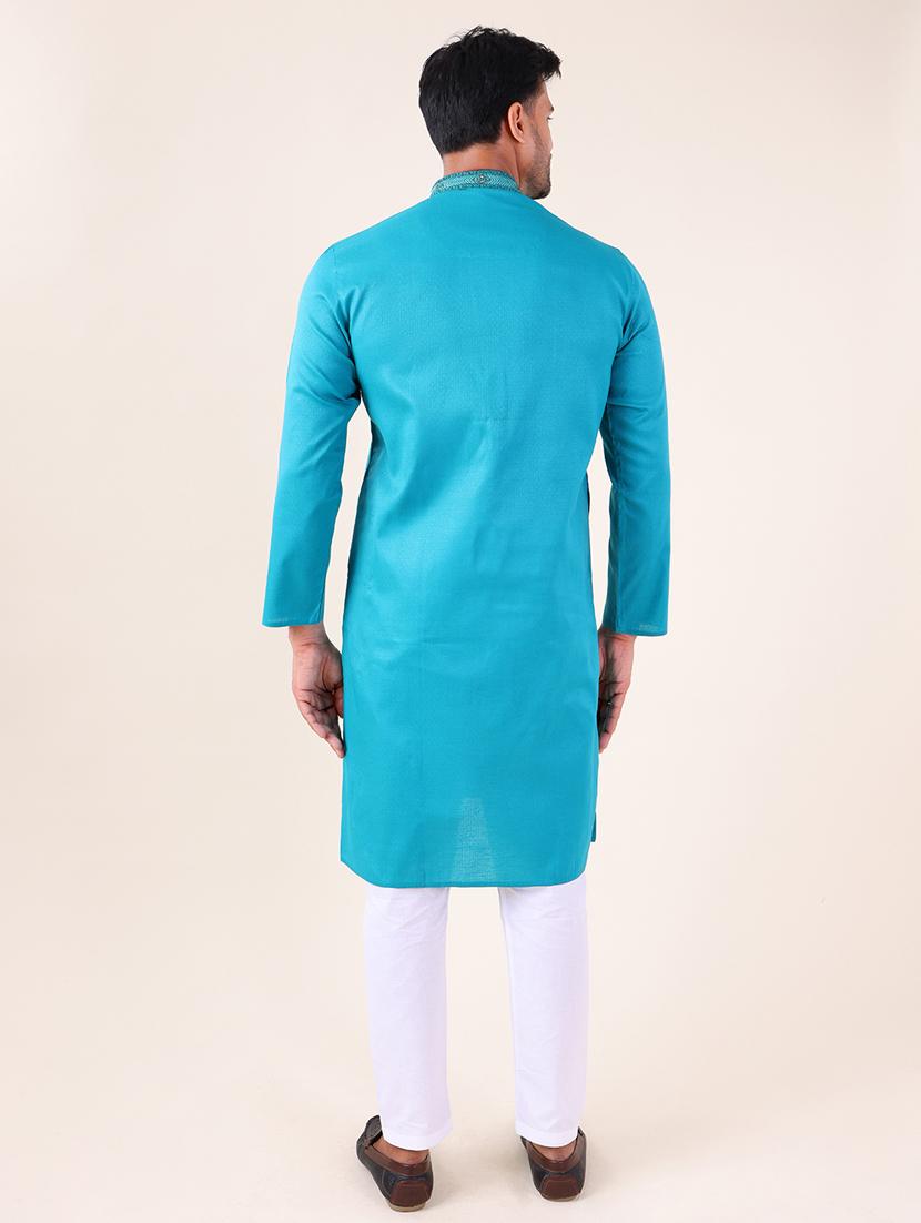 men mandarin neck kurta pyjama ethnic wear set - 22061882 - Standard Image - 4