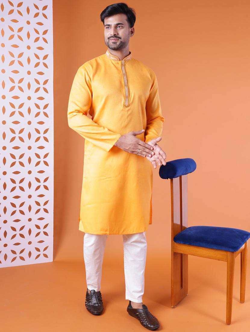 men mandarin neck kurta pyjama ethnic wear set - 22061883 -  Standard Image - 1