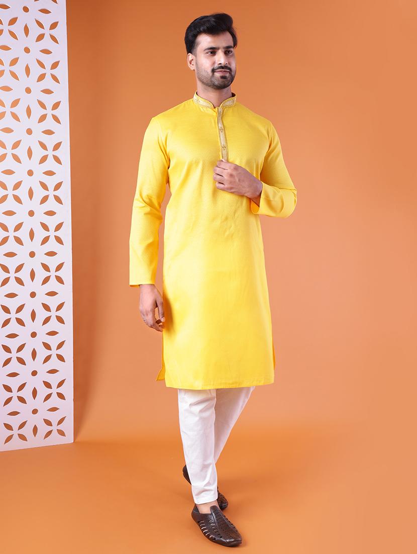 men mandarin neck kurta pyjama ethnic wear set - 22061885 -  Standard Image - 1