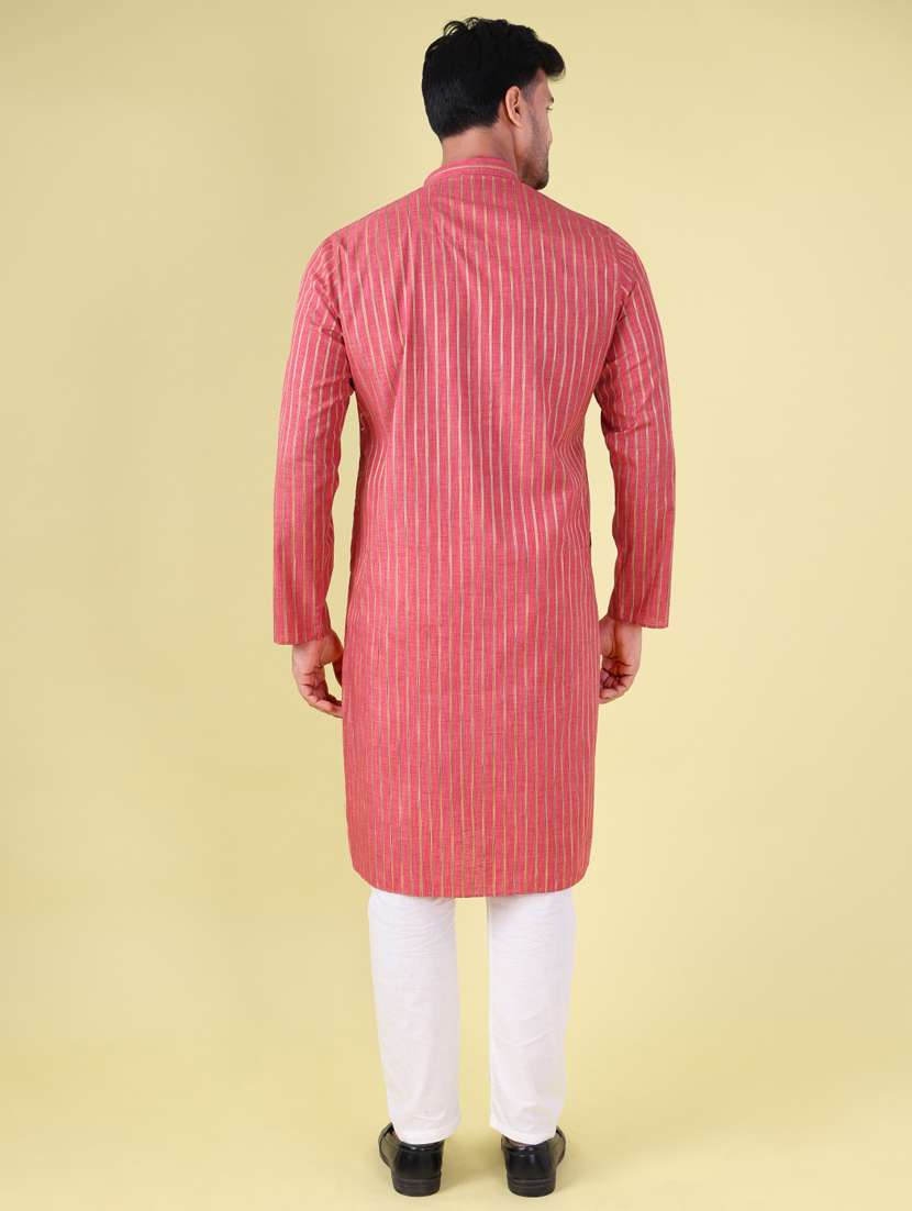 men mandarin neck kurta pyjama ethnic wear set - 22061886 - Standard Image - 4