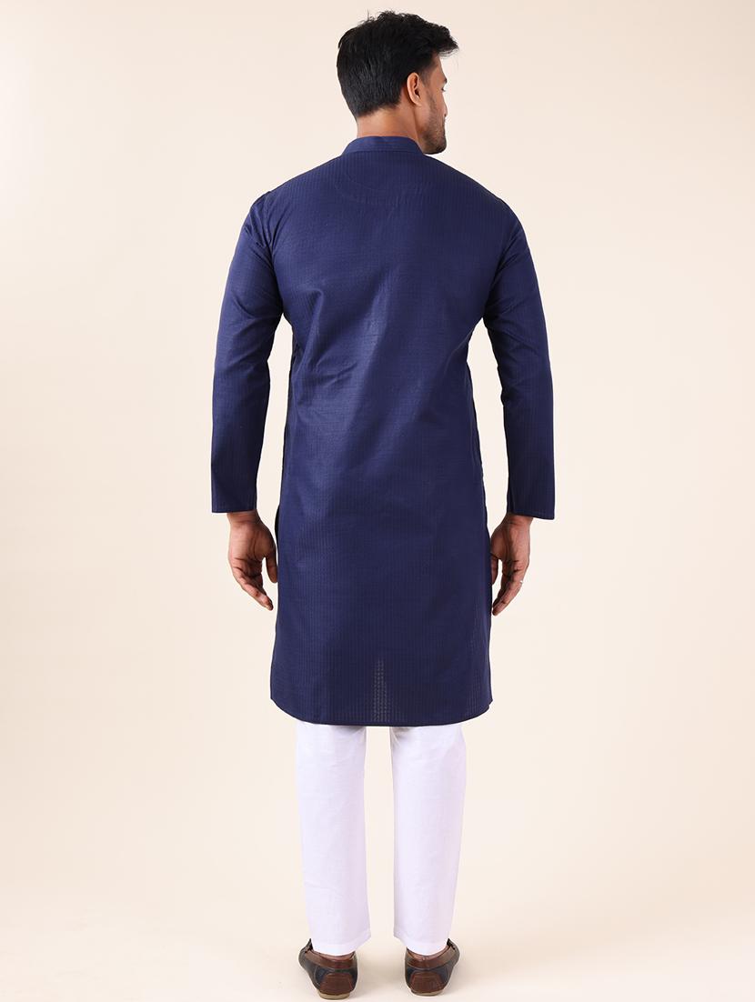 men mandarin neck kurta pyjama ethnic wear set - 22061887 - Standard Image - 4