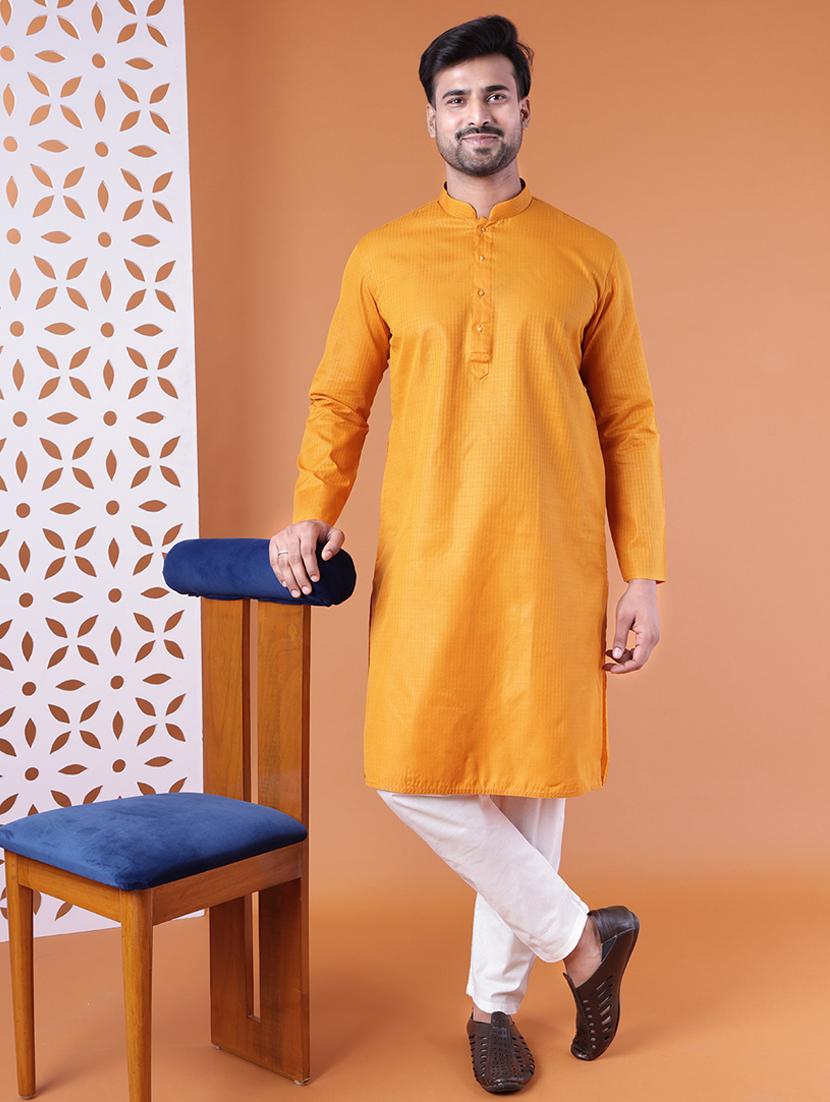 men mandarin neck kurta pyjama ethnic wear set - 22061888 - Standard Image - 1