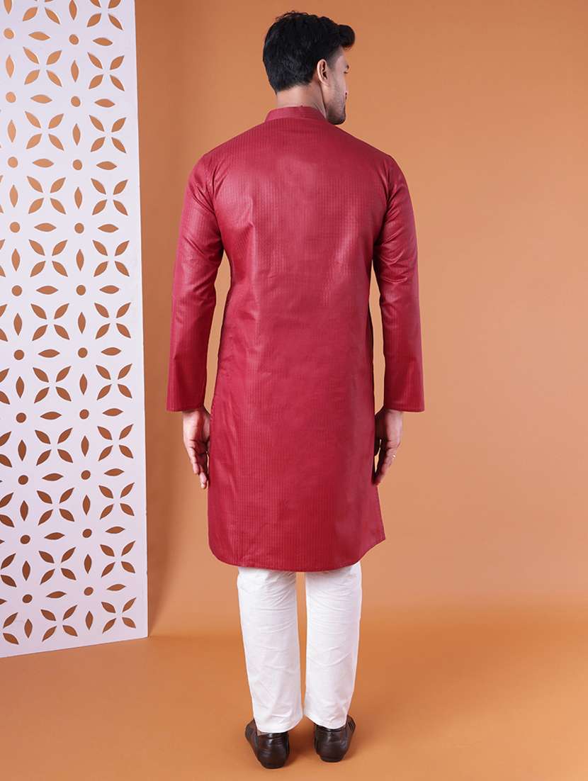 men mandarin neck kurta pyjama ethnic wear set - 22061889 - Standard Image - 4