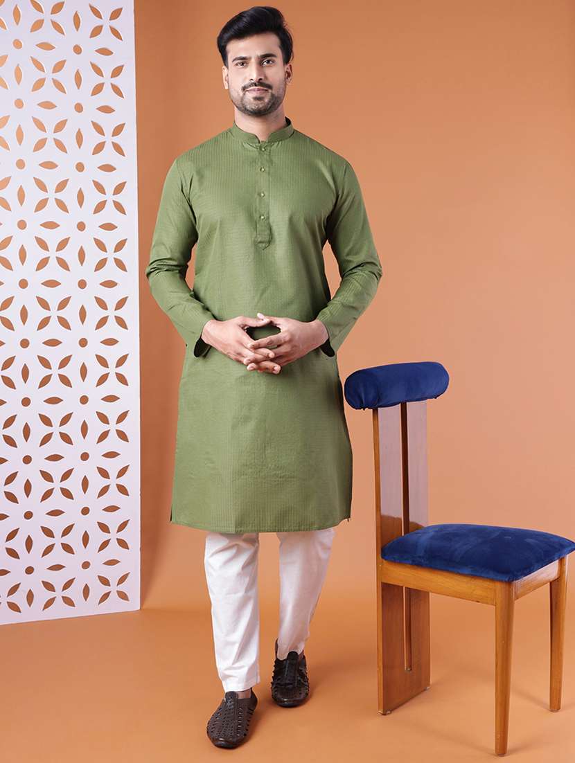 men mandarin neck kurta pyjama ethnic wear set - 22061890 - Standard Image - 1