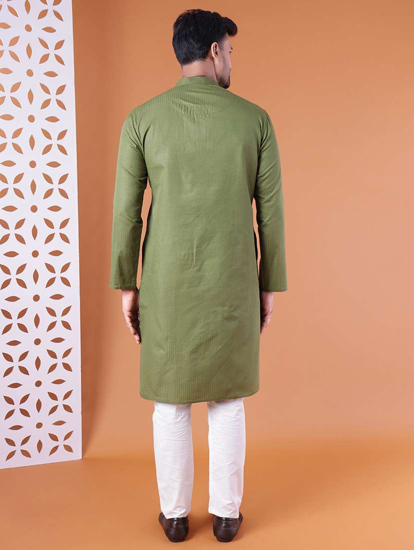 men mandarin neck kurta pyjama ethnic wear set - 22061890 - Standard Image - 4