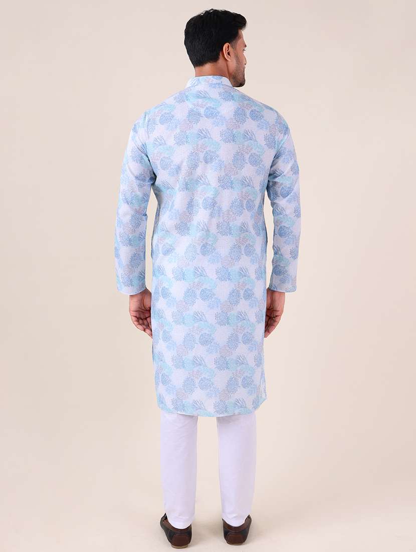 men mandarin neck kurta pyjama ethnic wear set - 22061892 - Standard Image - 4