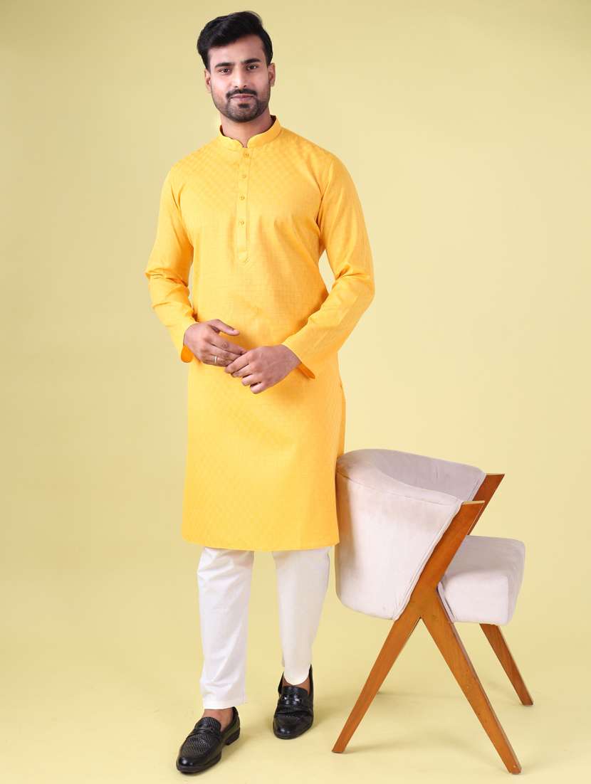 men mandarin neck kurta pyjama ethnic wear set - 22061893 - Zoom Image - 0