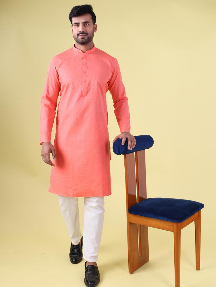 men mandarin neck kurta pyjama ethnic wear set - 22061895 - Standard Image - 1