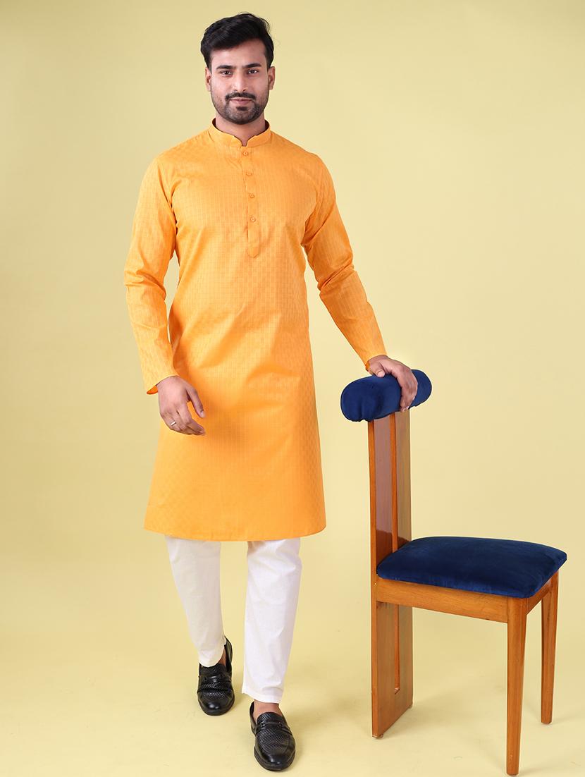 men mandarin neck kurta pyjama ethnic wear set - 22061896 - Standard Image - 1