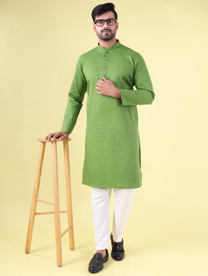 men mandarin neck kurta pyjama ethnic wear set - 22061897 - Standard Image - 1