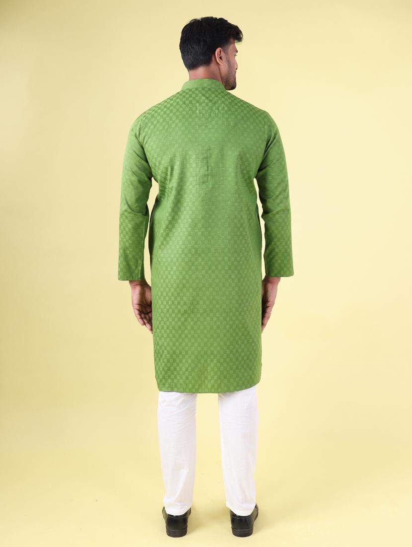 men mandarin neck kurta pyjama ethnic wear set - 22061897 - Standard Image - 4