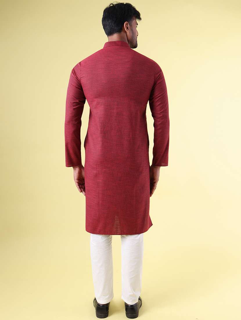 men mandarin neck kurta pyjama ethnic wear set - 22061898 -  Standard Image - 4