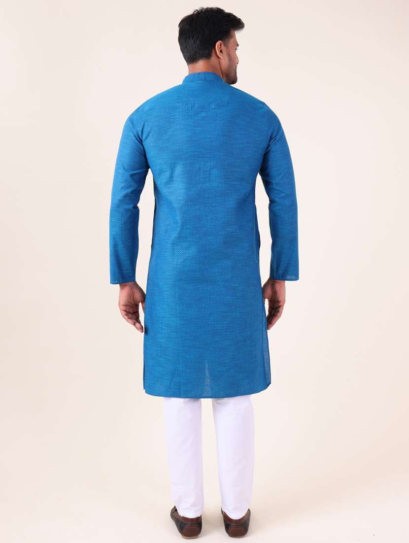 men mandarin neck kurta pyjama ethnic wear set - 22061899 -  Standard Image - 4