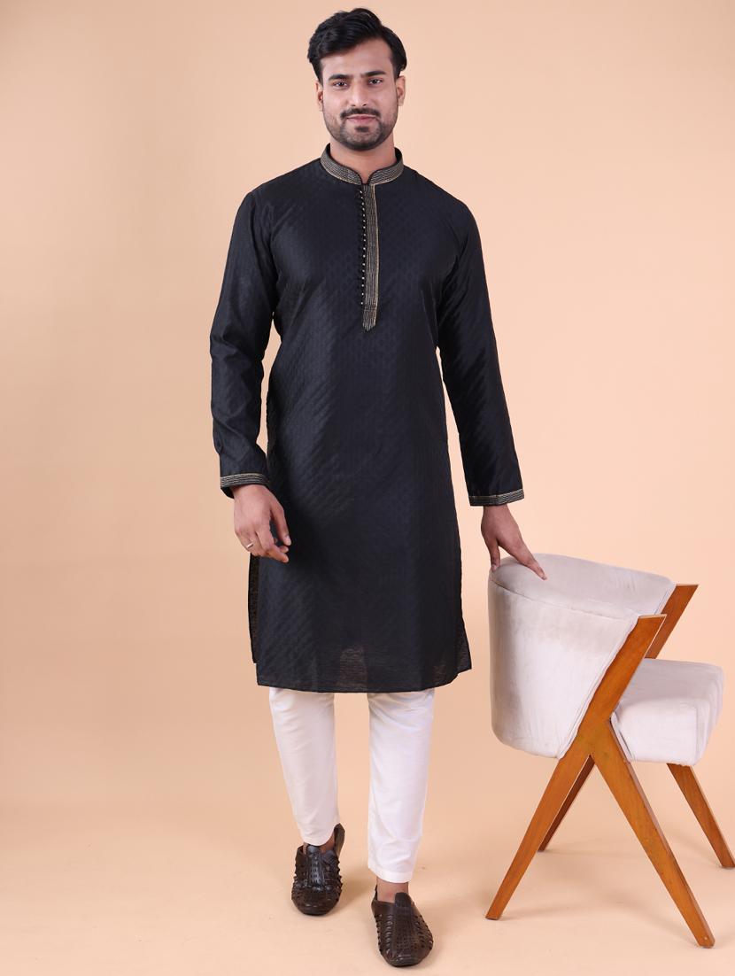 men mandarin neck kurta pyjama ethnic wear set - 22061904 -  Standard Image - 1