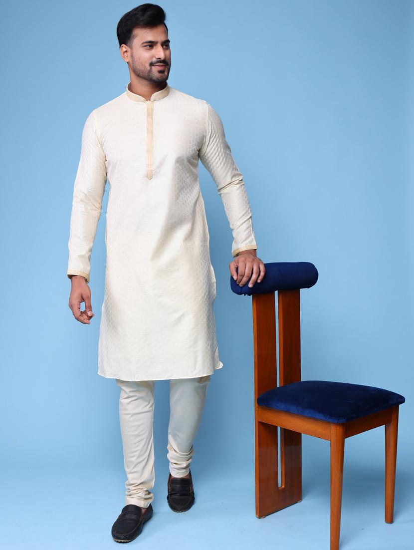 men mandarin neck kurta pyjama ethnic wear set - 22061907 - Standard Image - 1