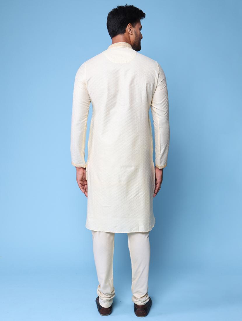 men mandarin neck kurta pyjama ethnic wear set - 22061907 - Standard Image - 4