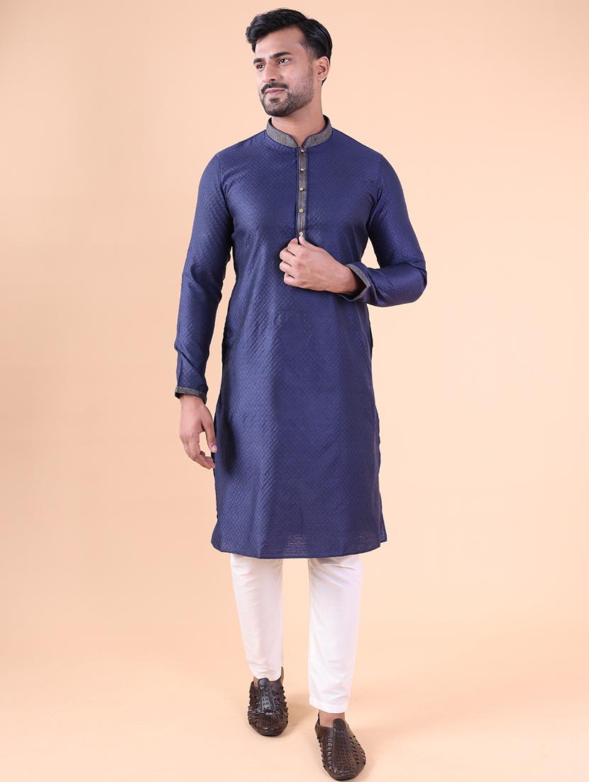 men mandarin neck kurta pyjama ethnic wear set - 22061911 -  Standard Image - 1