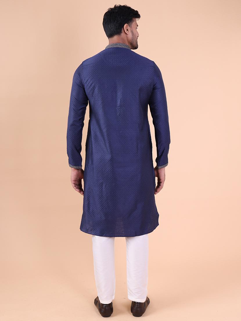 men mandarin neck kurta pyjama ethnic wear set - 22061911 - Standard Image - 4