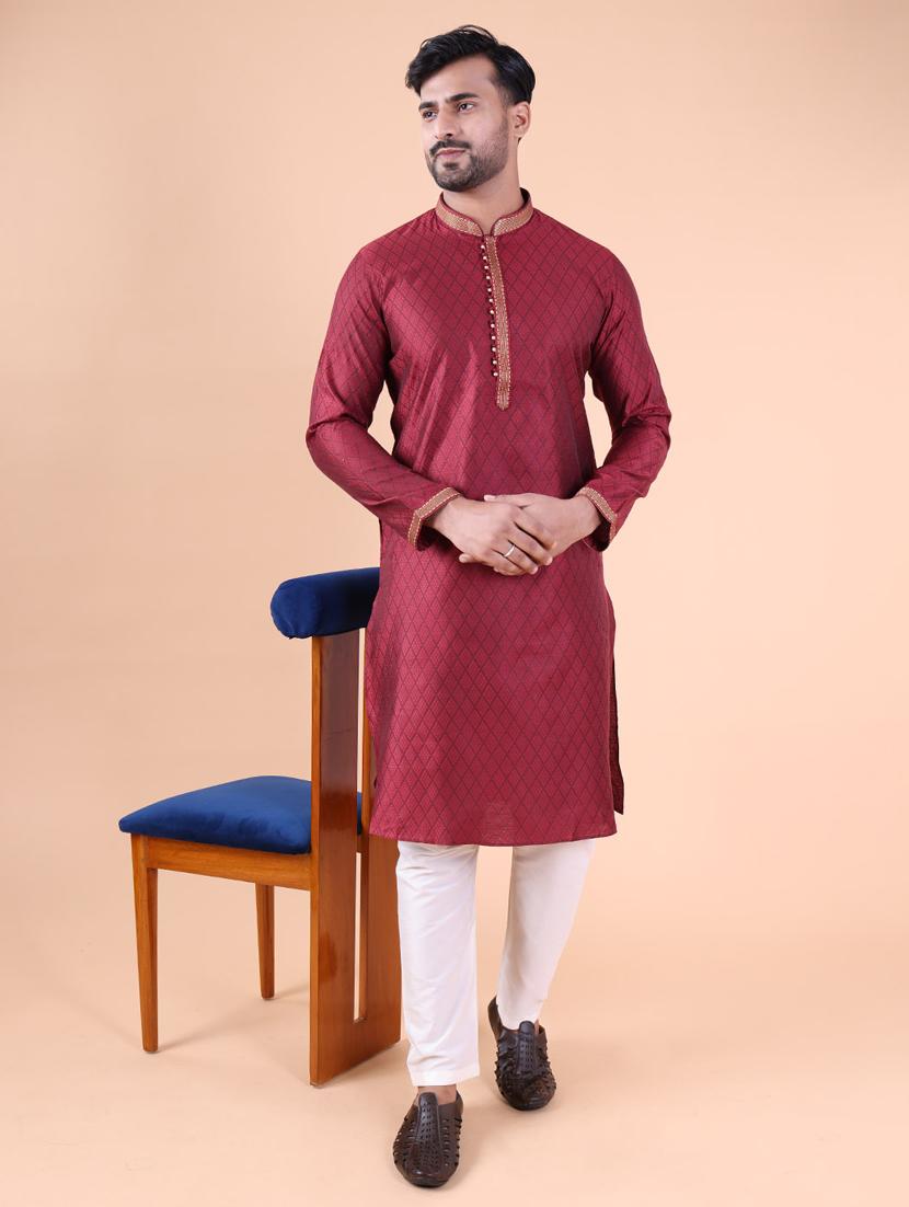 men mandarin neck kurta pyjama ethnic wear set - 22061913 - Standard Image - 1