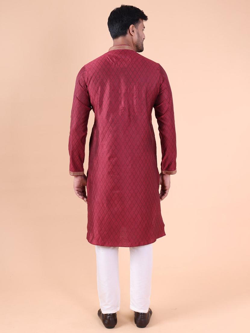 men mandarin neck kurta pyjama ethnic wear set - 22061913 - Standard Image - 4