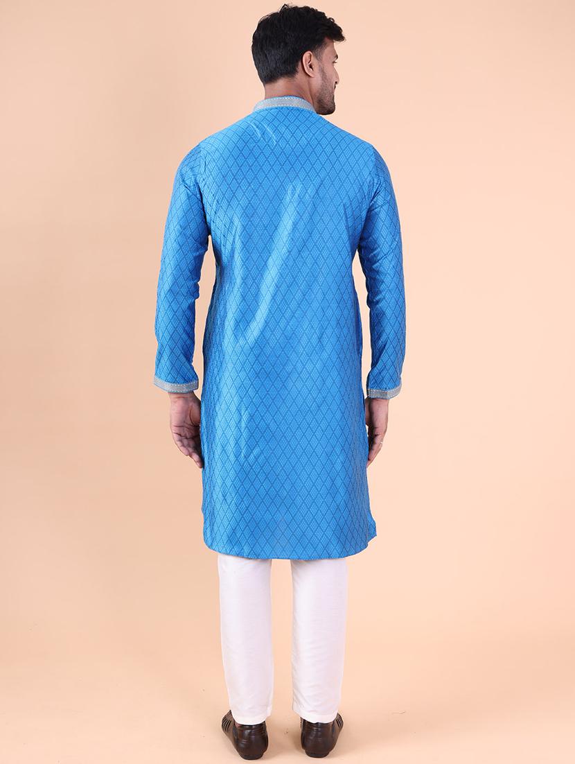men mandarin neck kurta pyjama ethnic wear set - 22061914 - Standard Image - 4